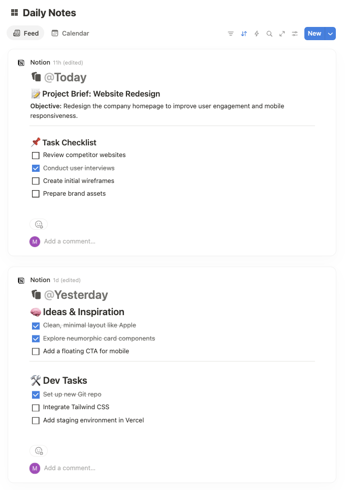 Scattered todos across multiple Notion pages